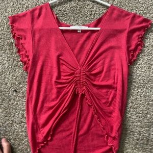 red tie string crop top, M